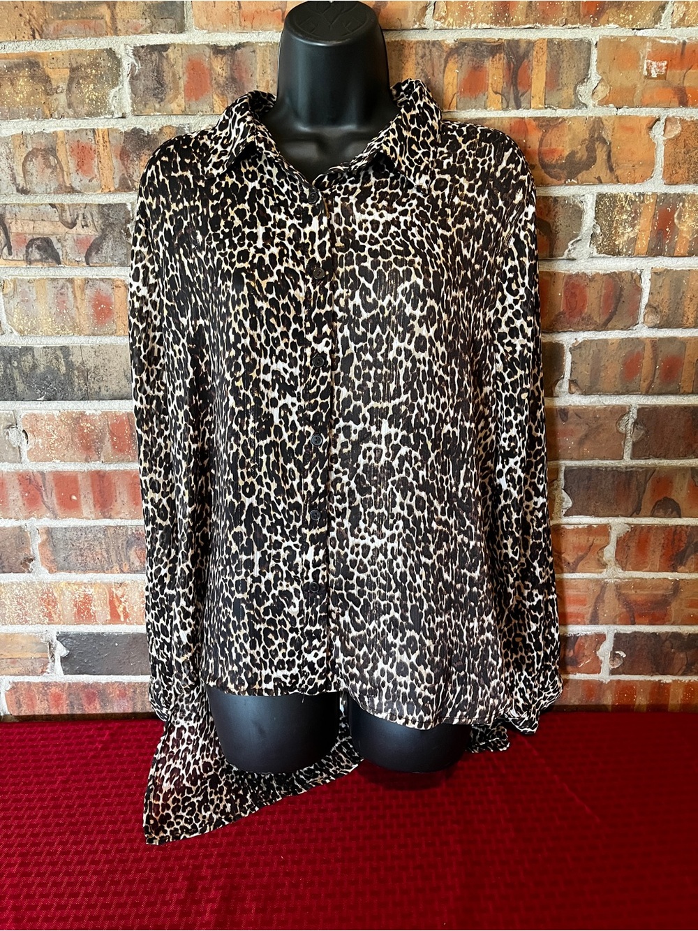 Sami & Jo Women’s Animal Print Long Sleeve Tunic Top Size:Large See through